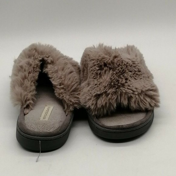 Snugleaves Womens Flat Heel Slide Slipper Cushioned Grey‎ Faux Fur Sz Med 7-8 - Picture 3 of 9